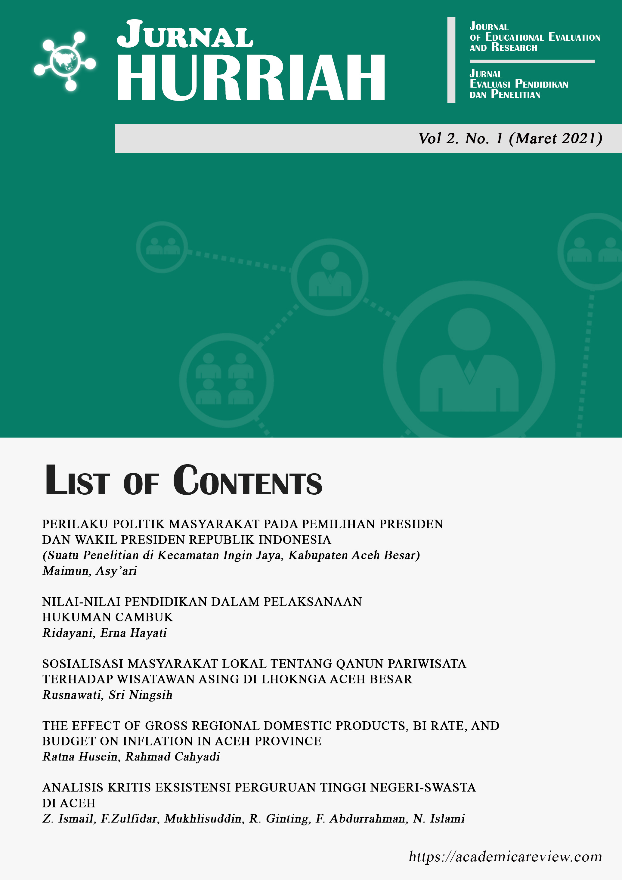 					View Vol. 2 No. 1 (2021): Jurnal Hurriah; Jurnal Evaluasi Pendidikan dan Penelitian
				